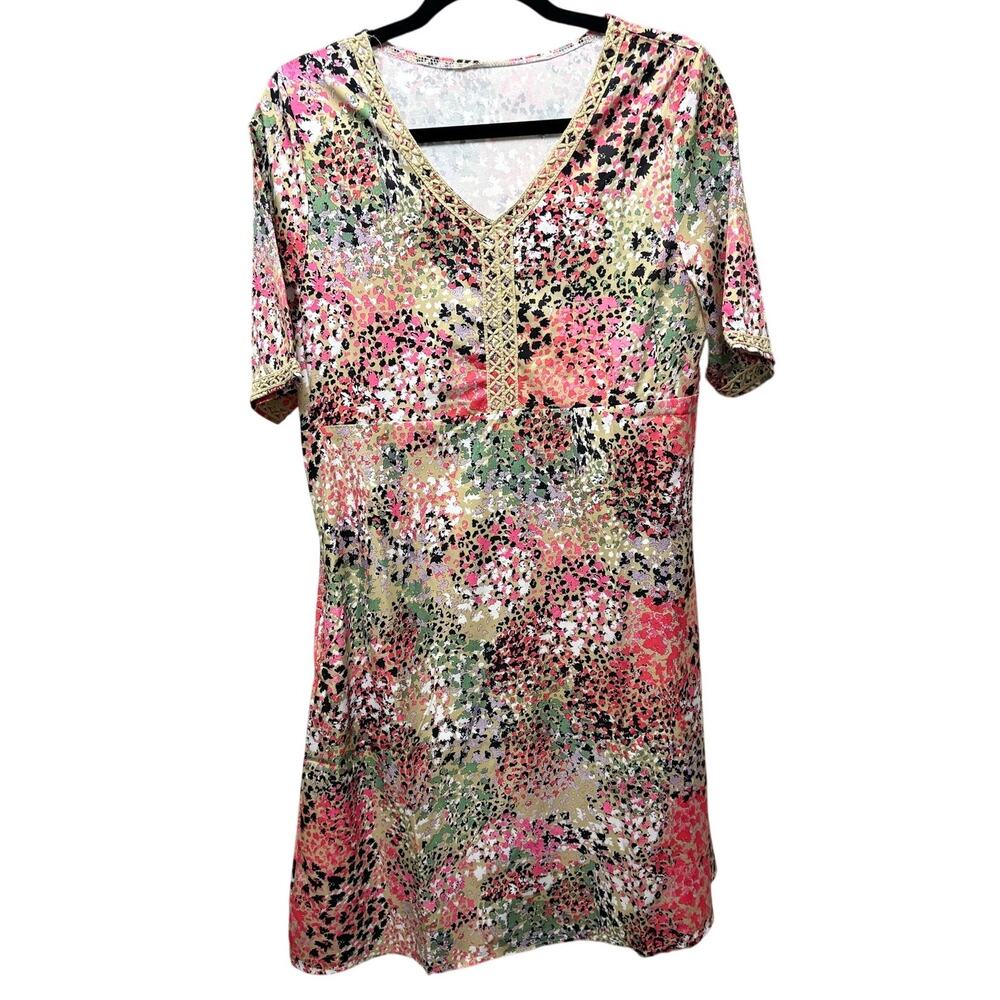 NWOT-S-Abstract Floral Leopard Print Midi Dress
